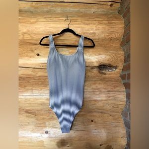 Striped One-Piece Bathing Suit with tie back